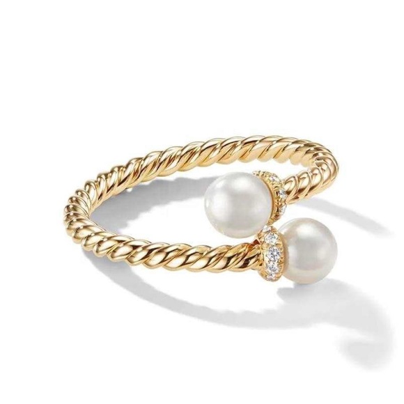 Yasmeen Jewellery Jewelry - New: Gold Vermeil Twisted Rope Pearl Ring